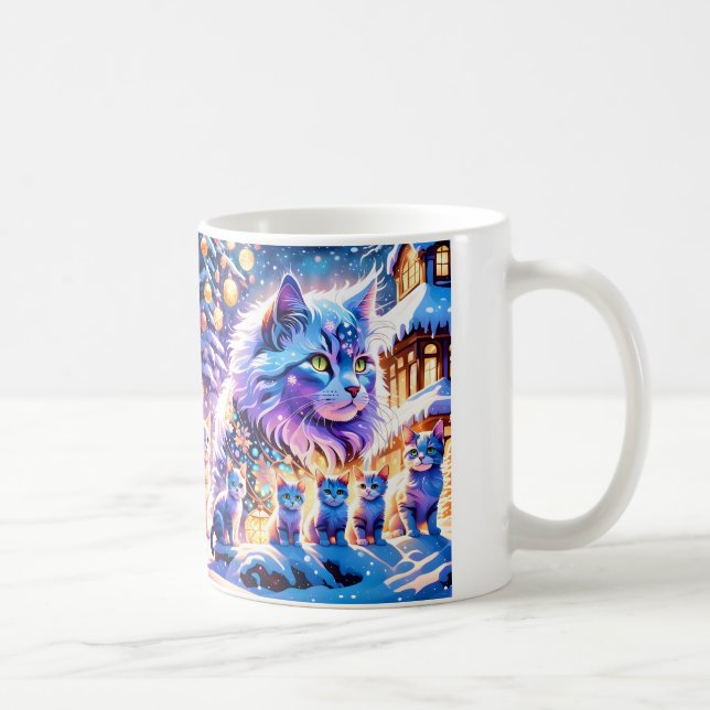 Caneca De Café Exibição de Gatos de Natal (Direita)