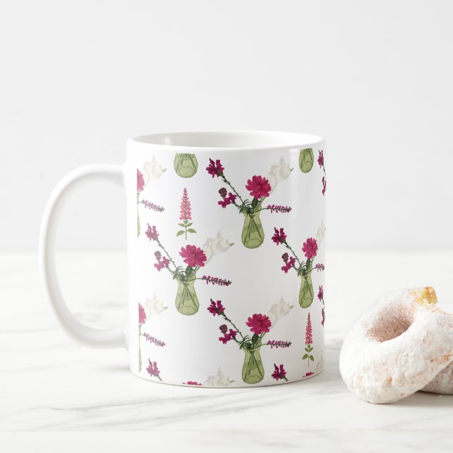 Caneca De Café Exotisches Blumenarrangement im Glas (Com Donut)
