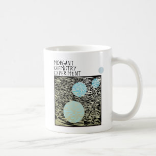 Caneca De Café Experimento de Química de Nome Bolhas Azuis Engra
