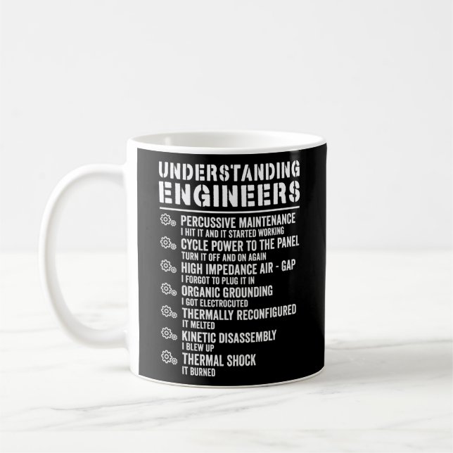 Caneca De Café Explicação do entendimento dos Engenheiros mecânic (Esquerda)