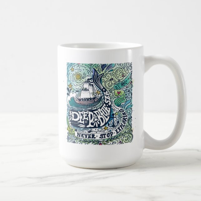 Caneca De Café Exploração azul profunda da parada do mar |Never (Direita)