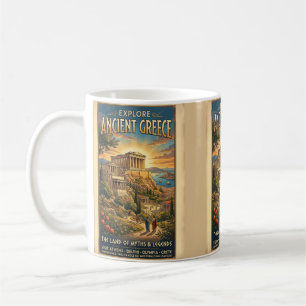 Caneca De Café Explorar Cartaz de Viagem Vintage Grécia Antiga