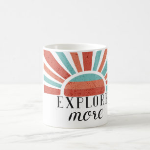 Caneca De Café Explorar Mais - Pôr do sol retrô com gradiente