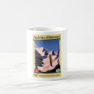 Caneca De Café Explore a Natureza Selvagem! cartaz de esqui