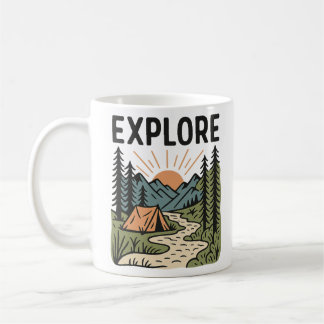 Caneca De Café Explore Aventura ao Ar Livre Acampamento Trilha