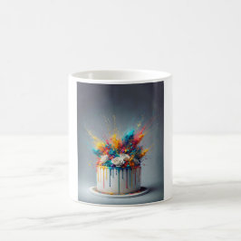 Caneca De Café Explosão de alegria - Bolo de aniversário feliz