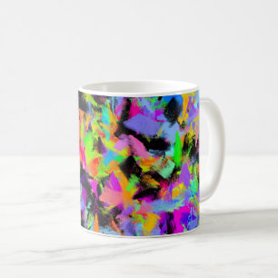 Caneca De Café Explosão de cor de pintura aleatória abstrato