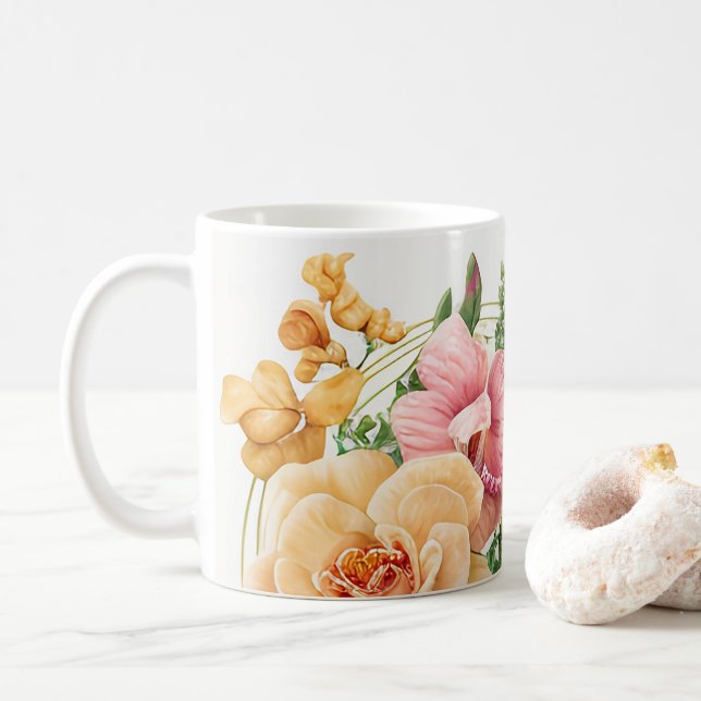 Caneca De Café Explosão de Orquídea (Com Donut)