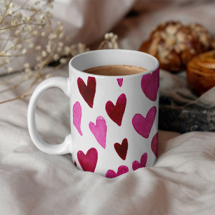 Caneca De Café Explosão do coração do dia de os namorados - rosa 