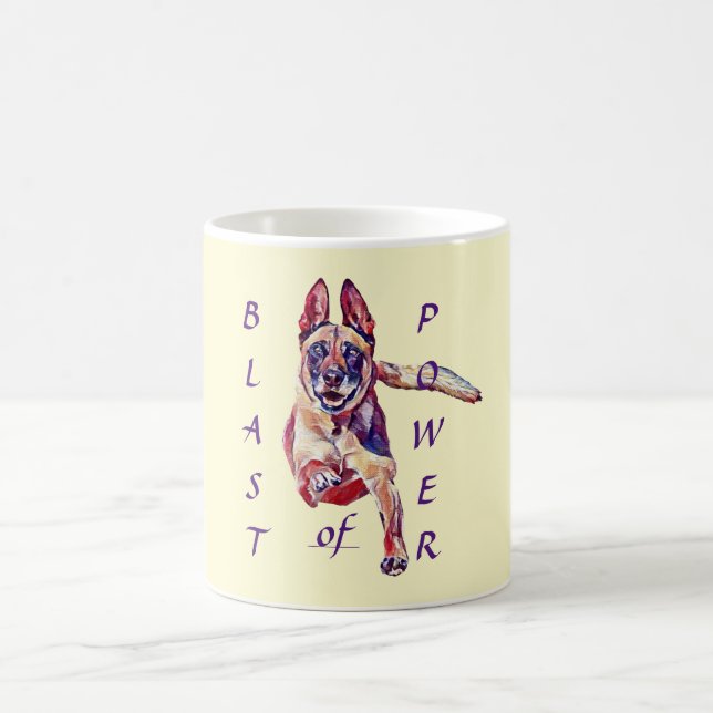 Caneca De Café Explosão do poder pintado em Malinois Mug belga (Centro)