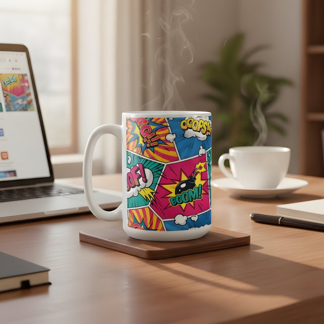 Caneca De Café Explosão em quadrinhos retrorativa - Arte em Pop v (Criador carregado)