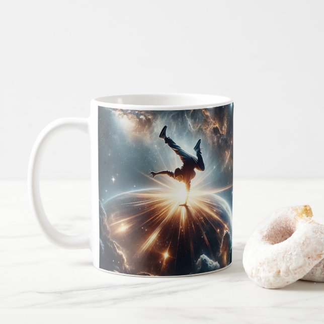 Caneca De Café Explosão Galáctica de Breakdance em Espaços Profun (Com Donut)