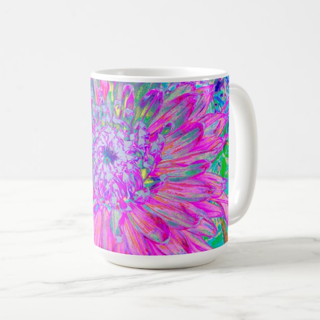 Caneca De Café Explosão legal de Cactus Dahlia, Azul e Roxo (Frente Esquerda)