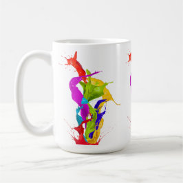 Caneca De Café Explosão Líquida Vibrante: Salpico de Tinta Abstra