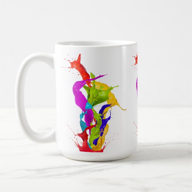 Caneca De Café Explosão Líquida Vibrante: Salpico de Tinta Abstra (Esquerda)