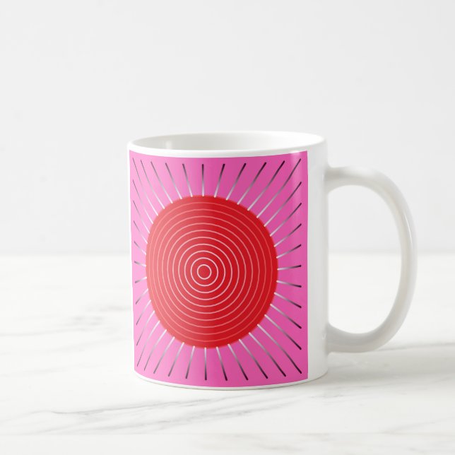 Caneca De Café Explosão Sunística Geométrica Moderna - Fuchsia e  (Direita)