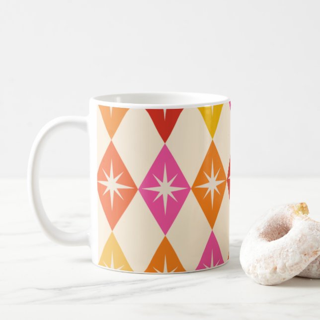 Caneca De Café Explosões de Estrela Moderno de Meados do Século s (Com Donut)