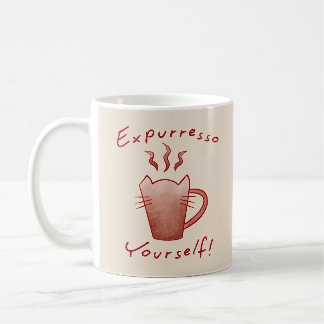 Caneca De Café Expresse-se Gatos e Café (Esquerda)