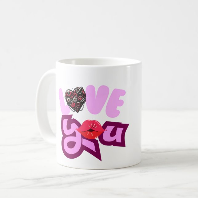 Caneca De Café Expresse seu amor com o exclusivo (Frente Esquerda)