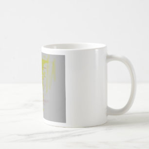 Caneca De Café Expressionista de Abstrato Amarelo cinza  Vermelho