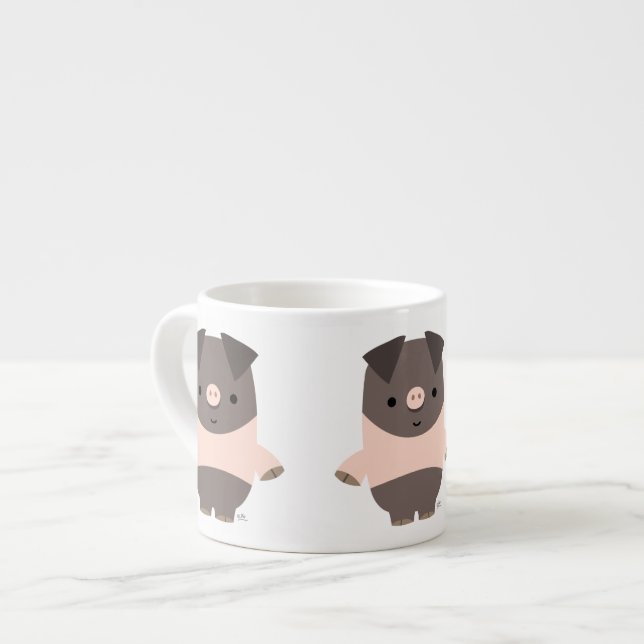 Caneca de café expresso de porco de desenho animad (Frente Esquerda)
