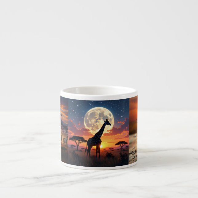 Caneca de Café Expresso Pôr do Sol Leão Africano & (Frente)