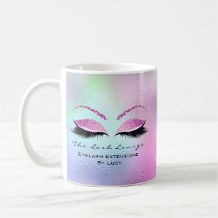 Caneca De Café Extensão Eyelash Beleza Studio Azul Cor-de-rosa
