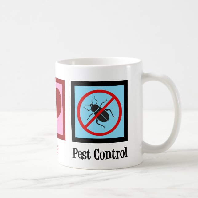 Caneca De Café Exterminador Peace Love Pest Control Company (Direita)
