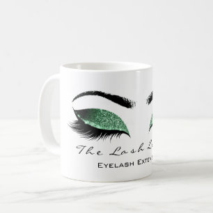 Caneca De Café Eyelash Extenção Beauty Studio Cali Green Glitte