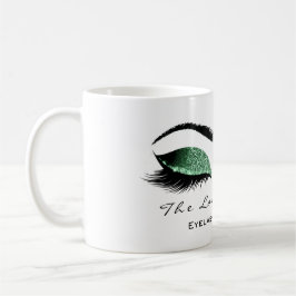 Caneca De Café Eyelash Extenção Beauty Studio Cali Green Glitter