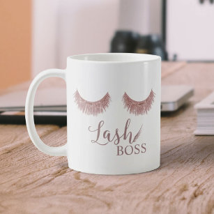 Caneca De Café Eyelash Extensions rosa Dourado Lash Boss Beauty