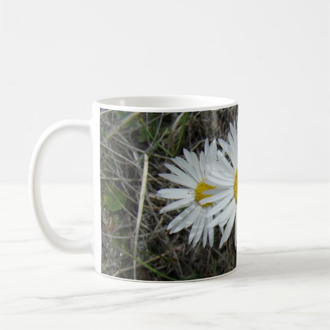 Caneca De Café F42 Flores Silvestres Brancas Aster Suave (Esquerda)