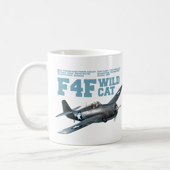 Caneca De Café F4F Wildcat | WW2 Plane (Esquerda)