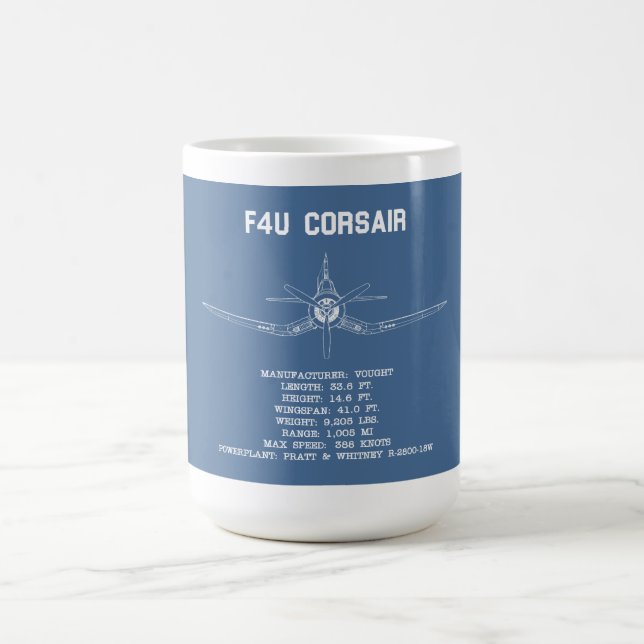 CANECA DE CAFÉ F4U CORSAIR STATS BLUEPRINT MUG (Centro)