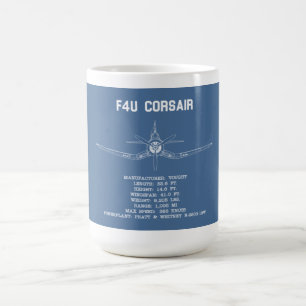 CANECA DE CAFÉ F4U CORSAIR STATS BLUEPRINT MUG