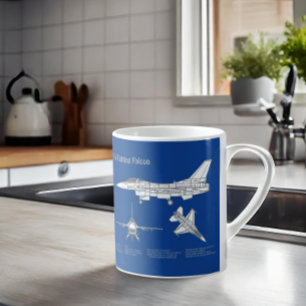 Caneca De Café F-16 Falcão de Combate - Plano de Impressão Bluepr