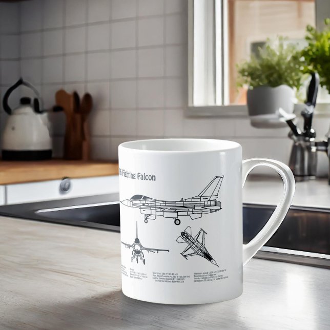 Caneca De Café F-16 Falcão de Luta - Planos de Impressão Blueprin (Criador carregado)