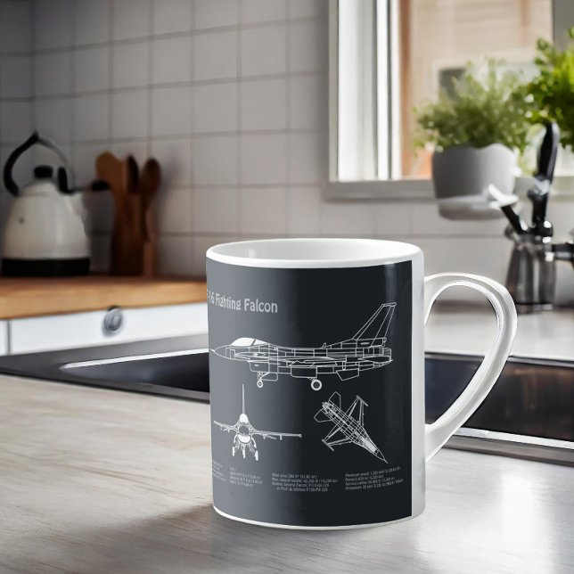 Caneca De Café F-16 Falcão de Luta - Planos de Impressão Blueprin (Criador carregado)