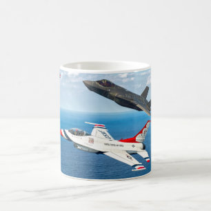 Caneca De Café F-16C FALCON DE LUTA e F-35A LIGHTNING II