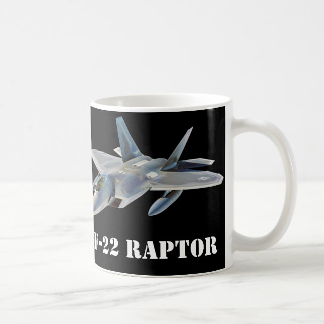Caneca De Café F-22 Jato de Combatente do Raptor em Preto (Direita)