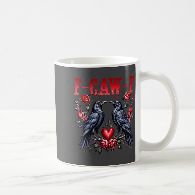 Caneca De Café F-caw-f Black Crow Black Bird Roses Heart Funny Va (Direita)