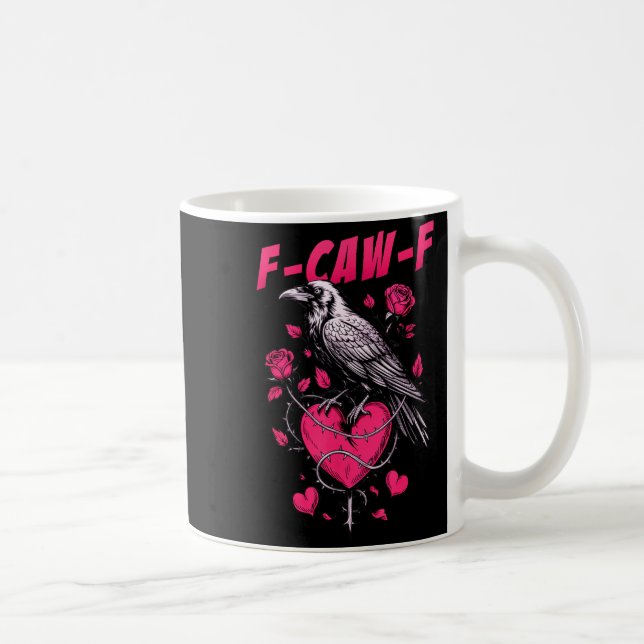 Caneca De Café F-caw-f Black Crow Black Bird Roses Heart Funny Va (Direita)