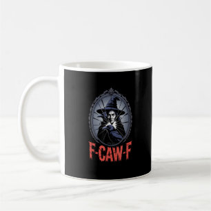 Caneca De Café F-Caw-F Corvo Engraçado Lua Gótica Pássaro Hallowe