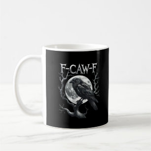 Caneca De Café F-Caw-F Corvo Lua Gótico Halloween Corvo Pássaro A