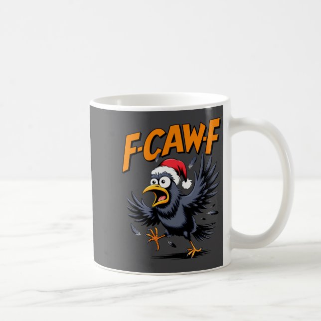 Caneca De Café F-caw-f Crow Quote Meme - Funny Christmas Raven Hu (Direita)