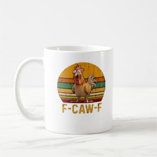 Caneca De Café F-Caw-F Humor de Frango Essencial Minimal Limpo