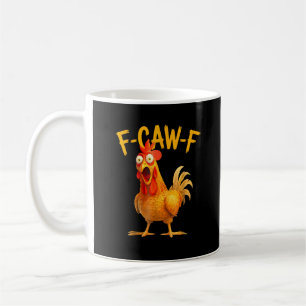 Caneca De Café F-Caw-F Trocadilho Galo Frango Cacarejando Grunge