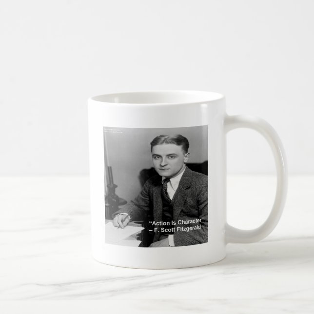 Caneca De Café F Scott Fitzgerald "Action Is Character" Oferece (Direita)