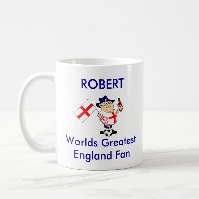Caneca De Café Fã de futebol customizável de Inglaterra (Esquerda)