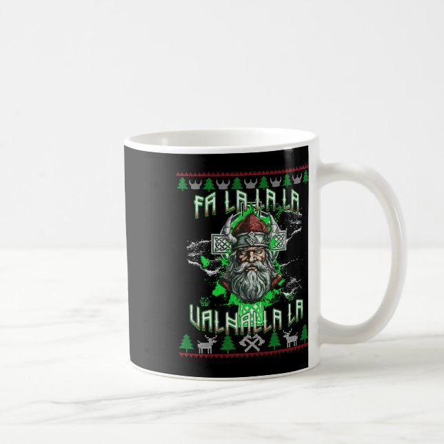 Caneca De Café Fa La 8 Valhalla Santa Hat Viking Skull Natal (Direita)